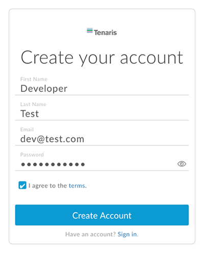 Registration form